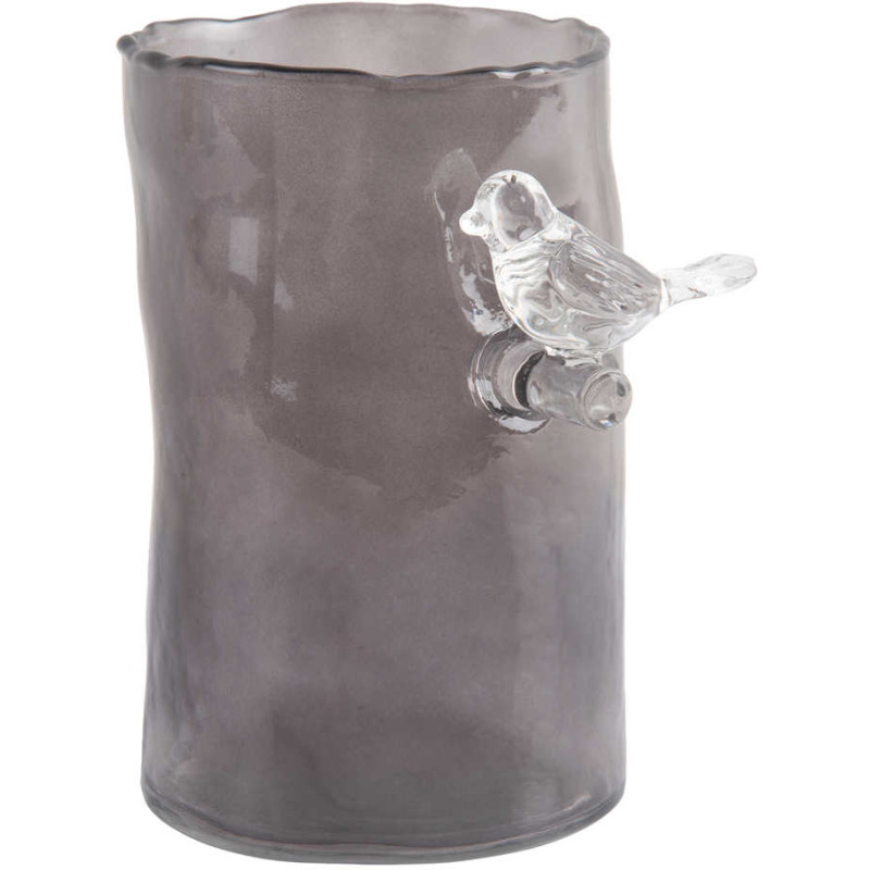 Petit vase oiseau gris fumé en verre...