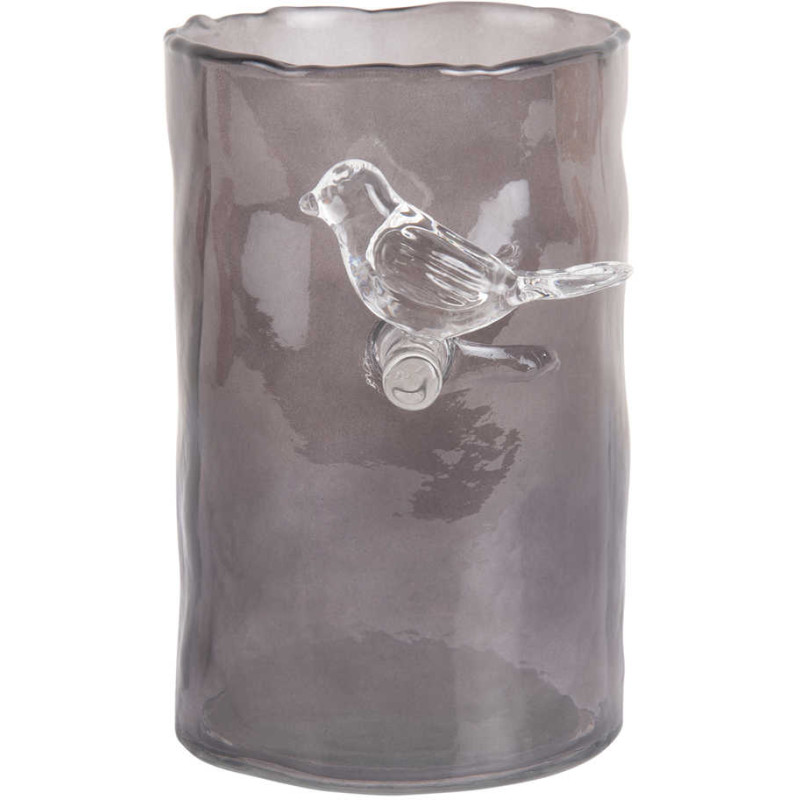 Petit vase oiseau gris fumé en verre...