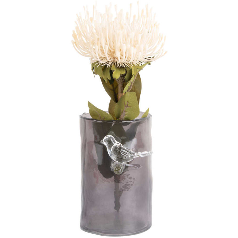 Petit vase oiseau gris fumé en verre...