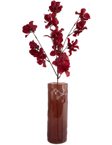 Vase oiseau sur branche ocre rouge en verre 27 cm Bird On Branch