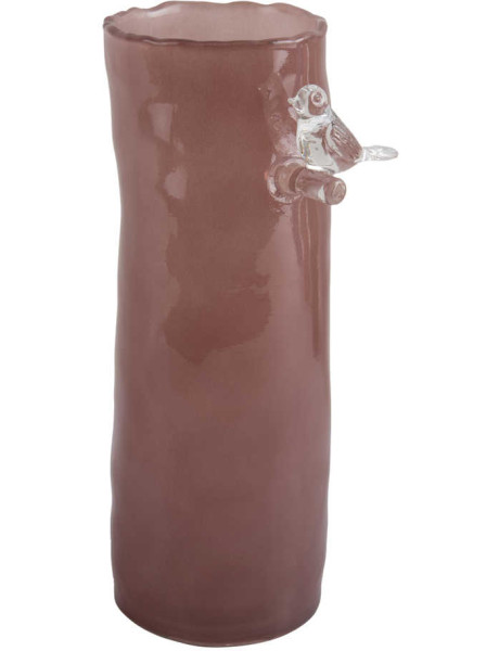 Vase oiseau sur branche rose en verre 27 cm Bird On Branch