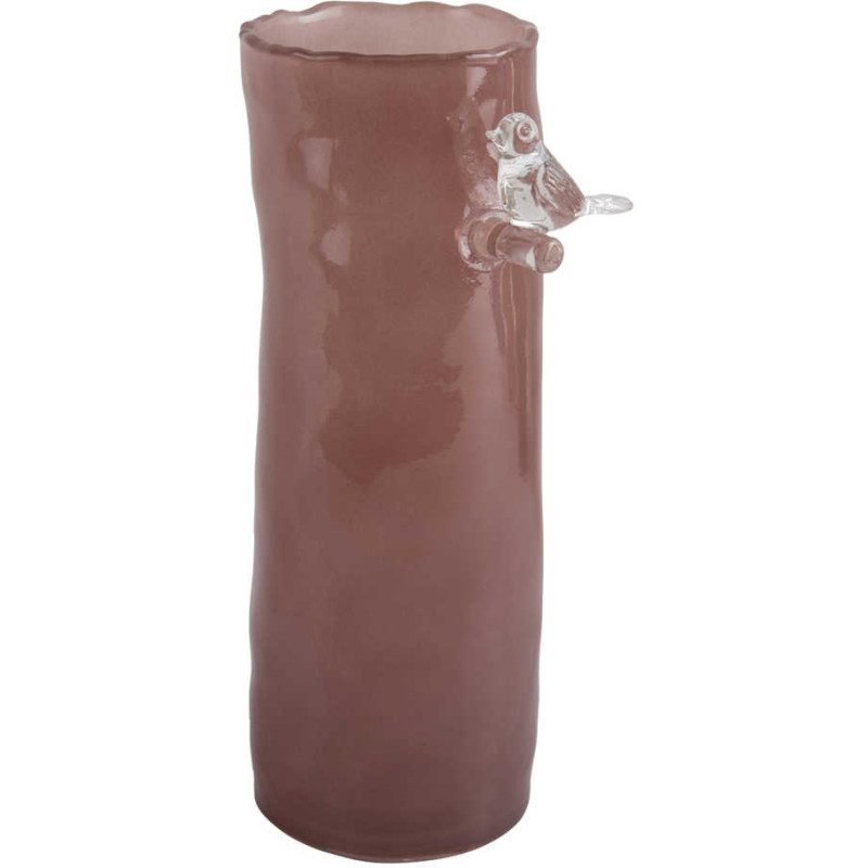 Vase oiseau sur branche rose en verre...