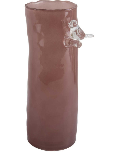 Vase oiseau sur branche rose en verre 27 cm Bird On Branch