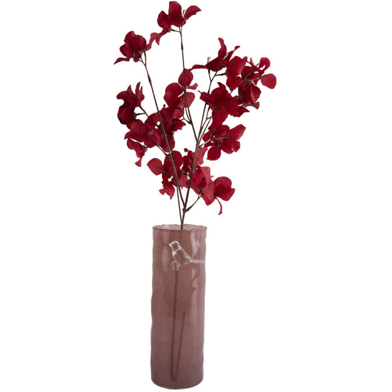 Vase oiseau sur branche rose en verre...