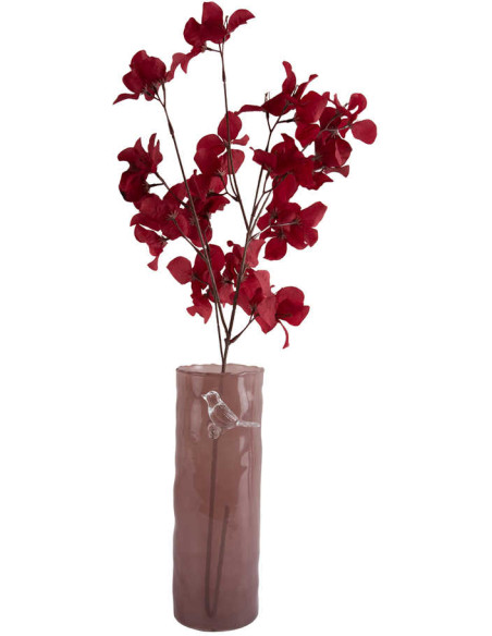 Vase oiseau sur branche rose en verre 27 cm Bird On Branch