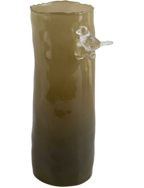 Vase oiseau sur branche vert kaki 27 cm Bird On Branch