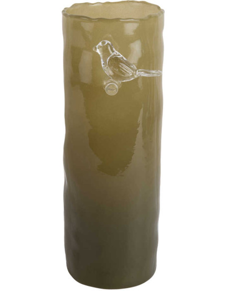 Vase oiseau sur branche vert kaki 27 cm Bird On Branch