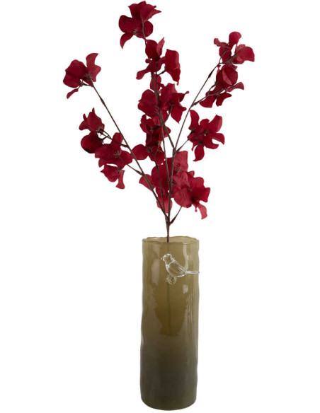 Vase oiseau sur branche vert kaki 27 cm Bird On Branch