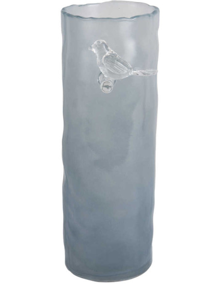 Vase oiseau sur branche bleu brumeux 27 cm Bird On Branch