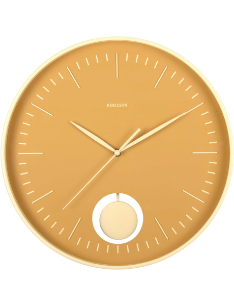 Horloge murale silencieuse jaune à balancier Grato
