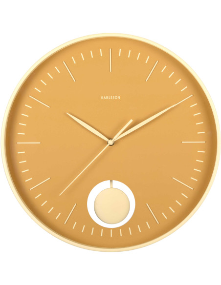 Horloge murale silencieuse jaune à balancier Grato