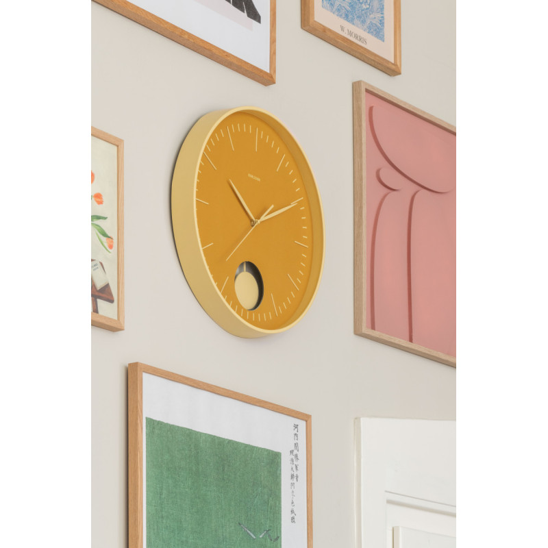 Horloge murale silencieuse jaune à...