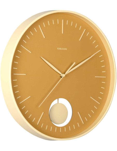 Horloge murale silencieuse jaune à balancier Grato