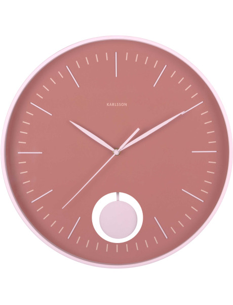 Horloge murale silencieuse rose à balancier Grato