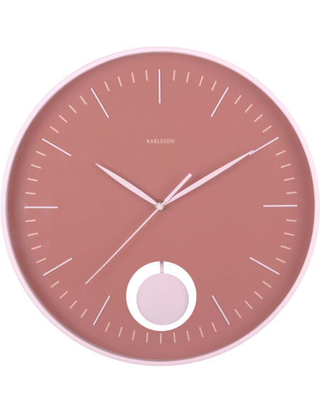 Horloge murale silencieuse rose à balancier Grato