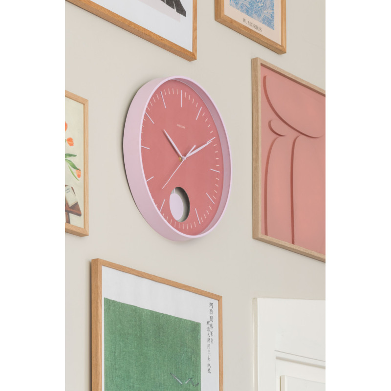 Horloge murale silencieuse rose à...
