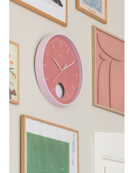 Horloge murale silencieuse rose à balancier Grato