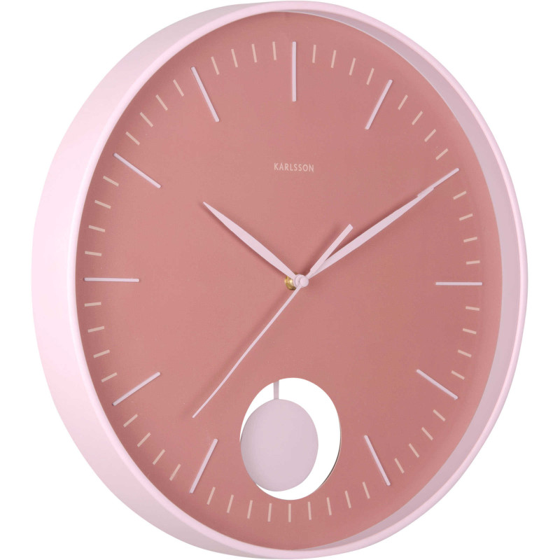 Horloge murale silencieuse rose à...
