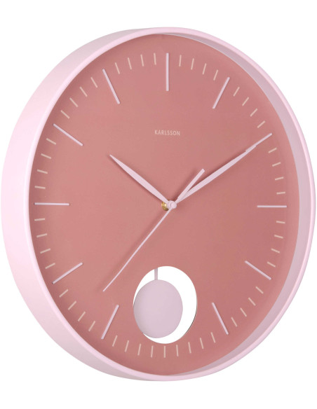 Horloge murale silencieuse rose à balancier Grato