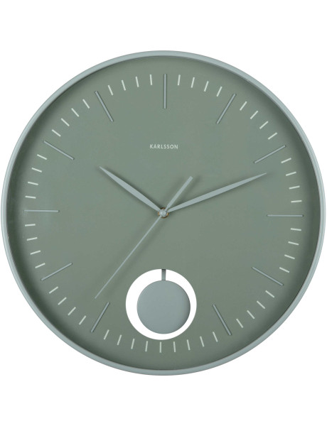 Horloge murale silencieuse vert sauge à balancier Grato