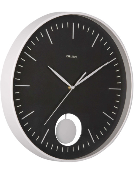 Horloge murale silencieuse noire à balancier Grato