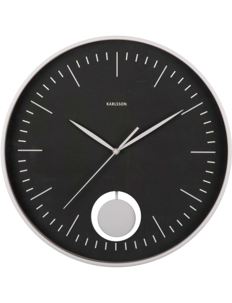 Horloge murale silencieuse noire à balancier Grato
