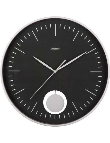 Horloge murale silencieuse noire à balancier Grato