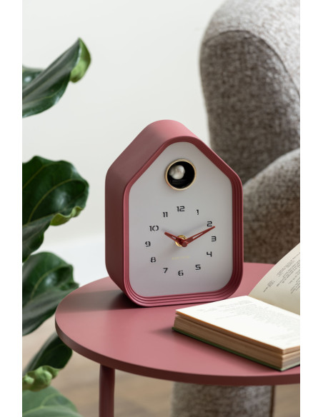 Horloge coucou moderne rouge bordeaux ABS 14,4x7,4x20,4 cm Reina Cuckoo