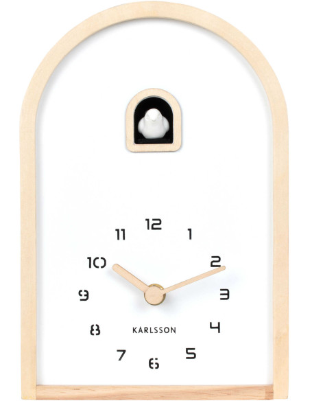 Horloge coucou moderne bois clair 16,8x6,4x24,8 cm Curva Cuckoo