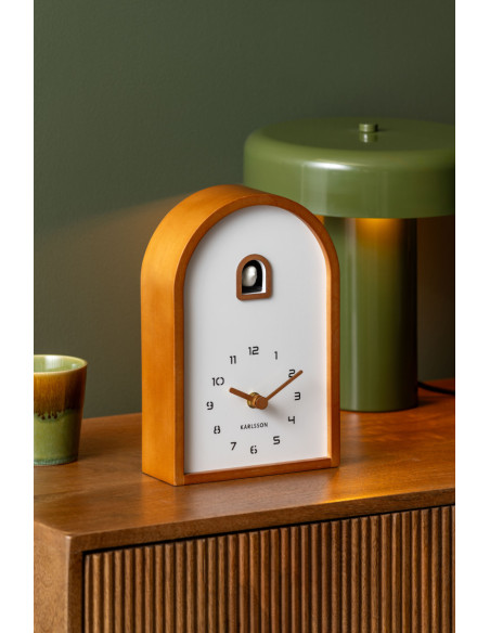 Horloge coucou moderne bois brun 16,8x6,4x24,8 cm Curva Cuckoo