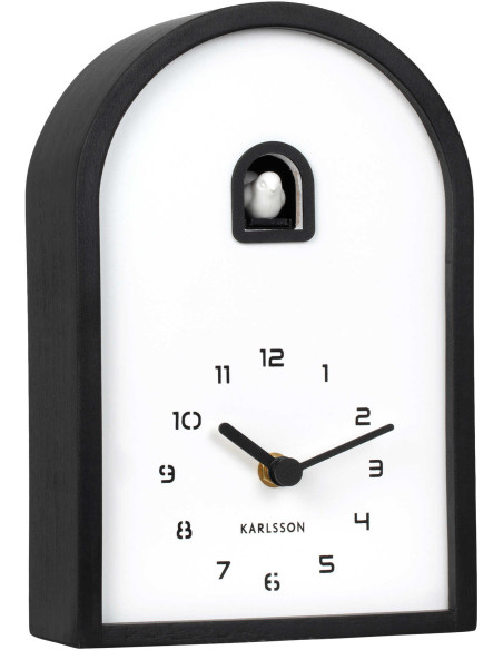 Horloge coucou moderne noire en bois 16,8x6,4x24,8 cm Curva Cuckoo