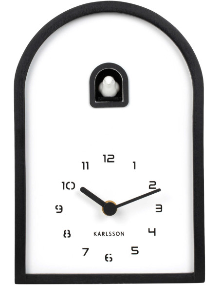 Horloge coucou moderne noire en bois 16,8x6,4x24,8 cm Curva Cuckoo