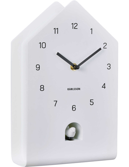 Horloge coucou murale blanche silencieuse en polystyrène 17,2x9,3x28,5 cm Fino Cuckoo