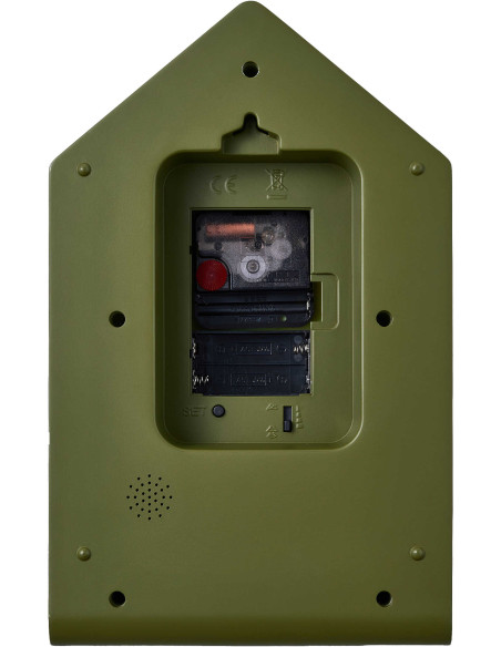 Horloge coucou murale verte silencieuse en polystyrène 17,2x9,3x28,5 cm Fino Cuckoo