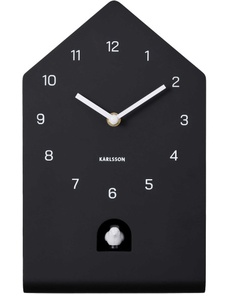 Horloge coucou murale noire silencieuse en polystyrène 17,2x9,3x28,5 cm Fino Cuckoo