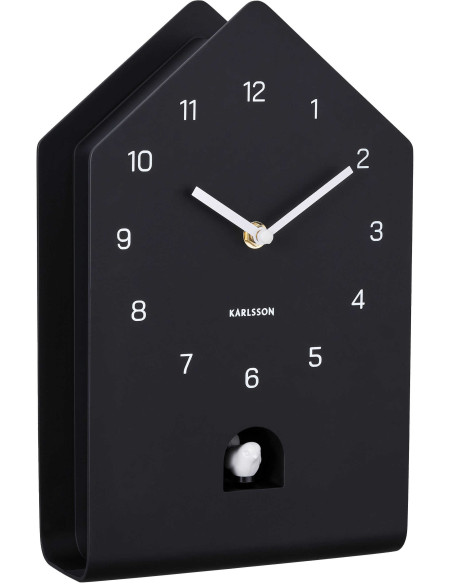 Horloge coucou murale noire silencieuse en polystyrène 17,2x9,3x28,5 cm Fino Cuckoo