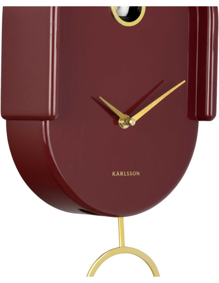 Horloge murale à balancier oiseau rouge bordeaux 20x8,5x42 cm Tweet