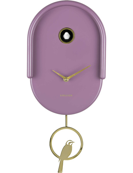 Horloge murale à balancier oiseau mauve 20x8,5x42 cm Tweet