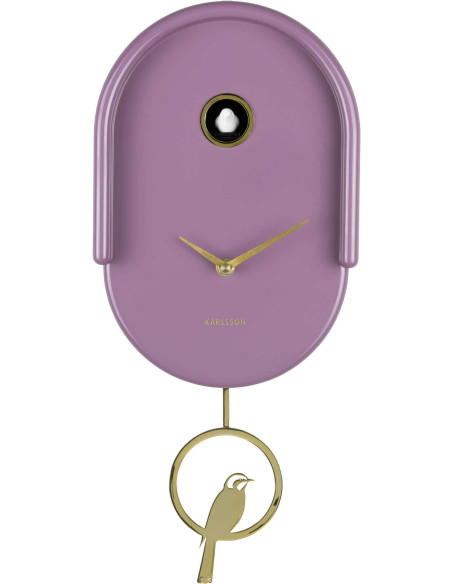 Horloge murale à balancier oiseau mauve 20x8,5x42 cm Tweet