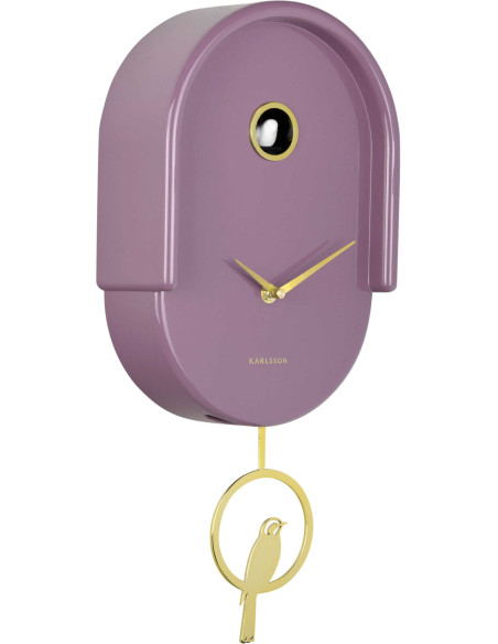 Horloge murale à balancier oiseau mauve 20x8,5x42 cm Tweet