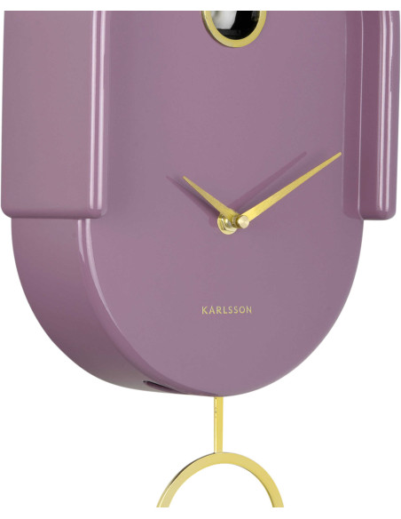 Horloge murale à balancier oiseau mauve 20x8,5x42 cm Tweet