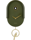 Horloge murale à balancier oiseau vert olive 20x8,5x42 cm Tweet