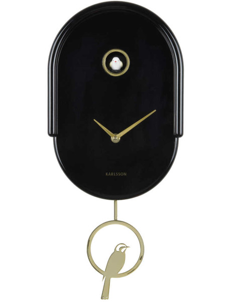 Horloge murale à balancier oiseau noire 20x8,5x42 cm Tweet