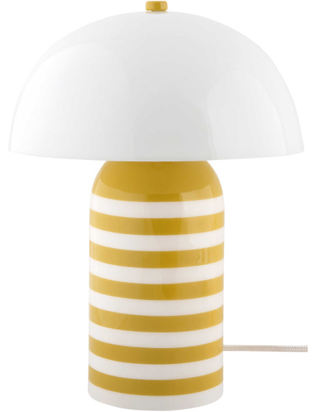 Lampe à poser champignon rayée jaune 30 cm Rayado Retro