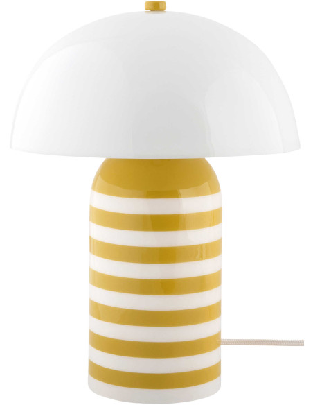 Lampe à poser champignon rayée jaune 30 cm Rayado Retro