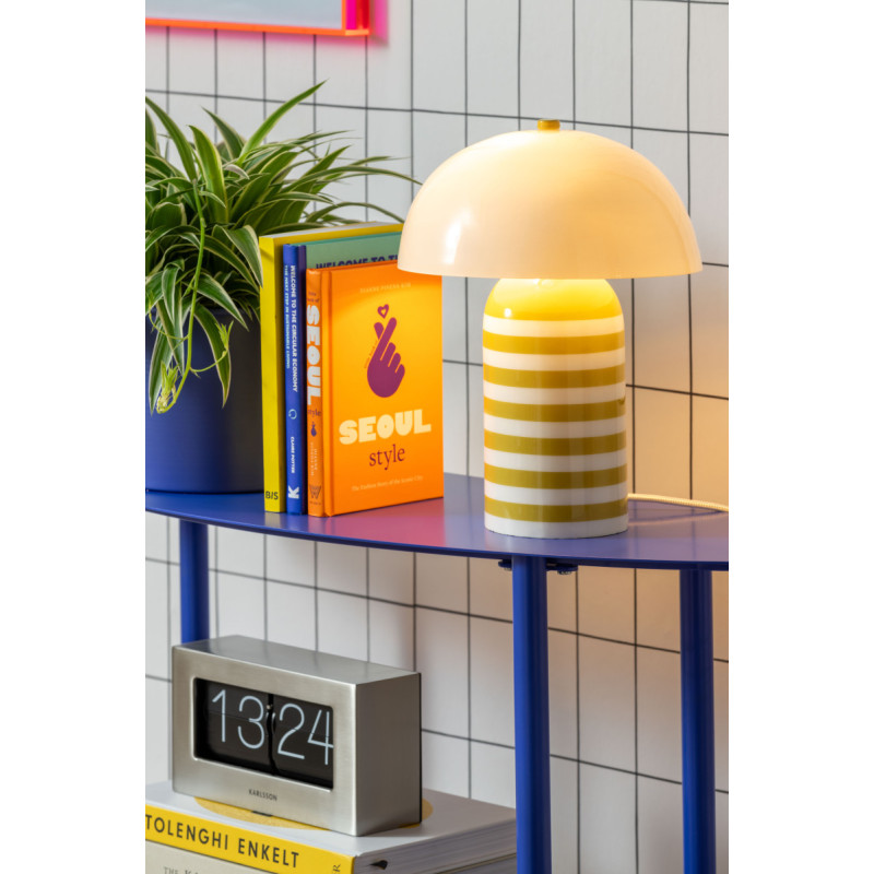 Lampe à poser champignon rayée jaune...