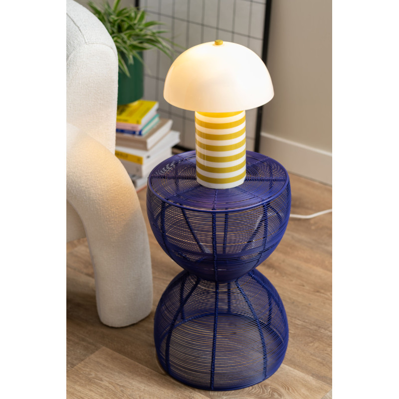 Lampe à poser champignon rayée jaune...