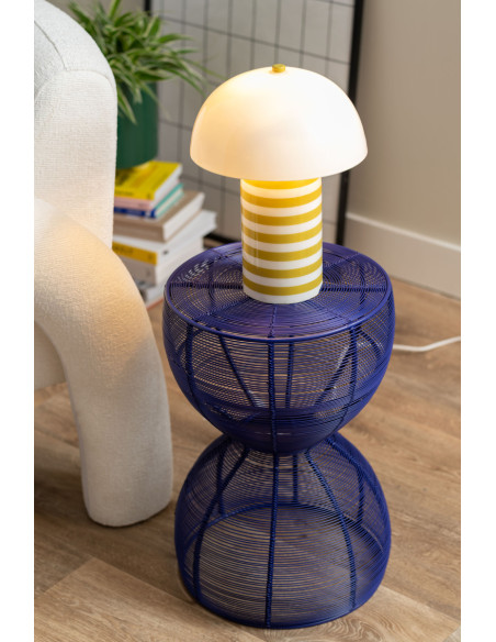 Lampe à poser champignon rayée jaune 30 cm Rayado Retro