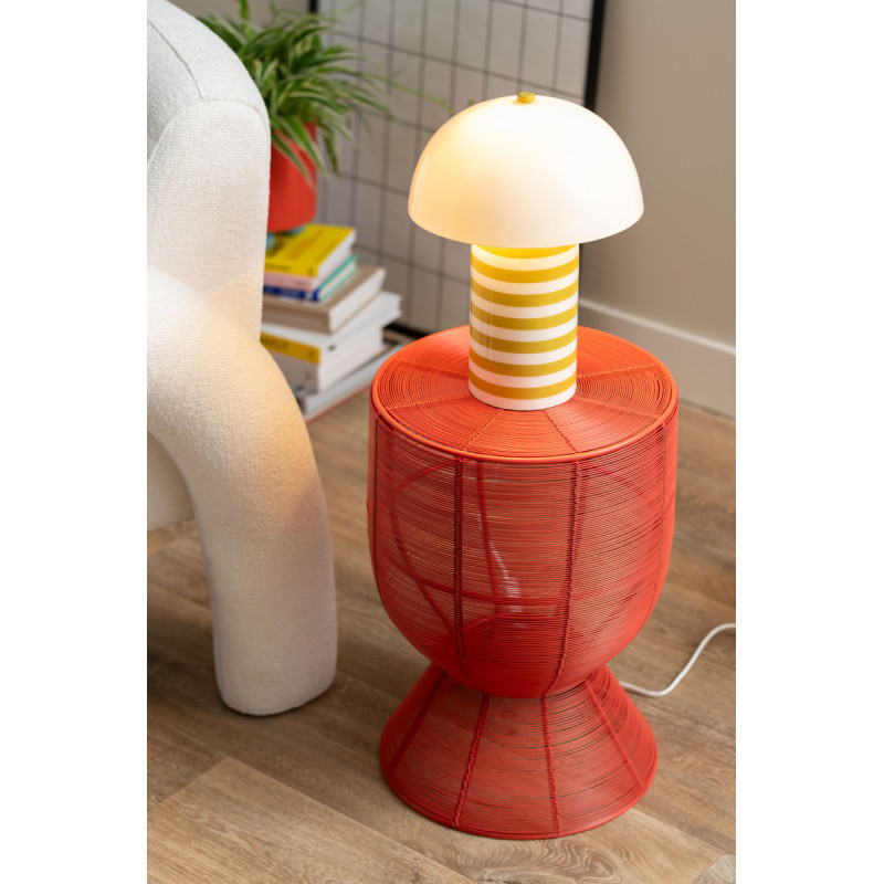Lampe à poser champignon rayée jaune...