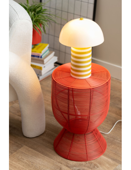 Lampe à poser champignon rayée jaune 30 cm Rayado Retro